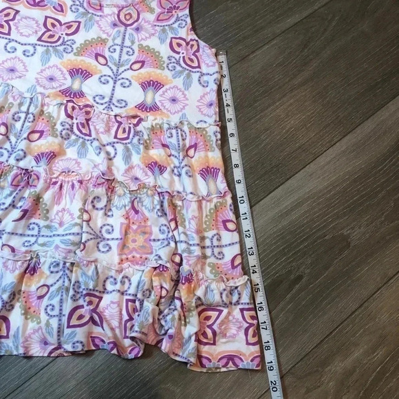 Matilda Jane Printed Adventure Begins Breathe Deeply Tunic Tank Top Size Medium - Picture 6 of 11